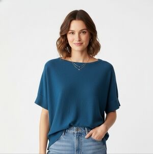 Eileen Fisher Blue Short Sleeve Top